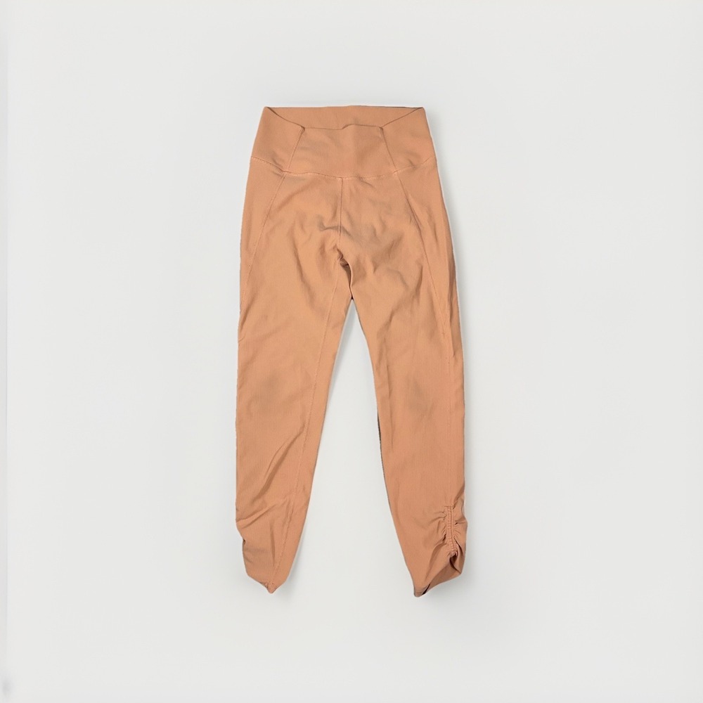 Wilo the Label Leggings Women's Sz Large‎ Peach High Rise Ribbed Activewear 7/8